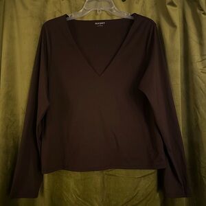 Old Navy V-Neck Long Sleeve Top - Brown